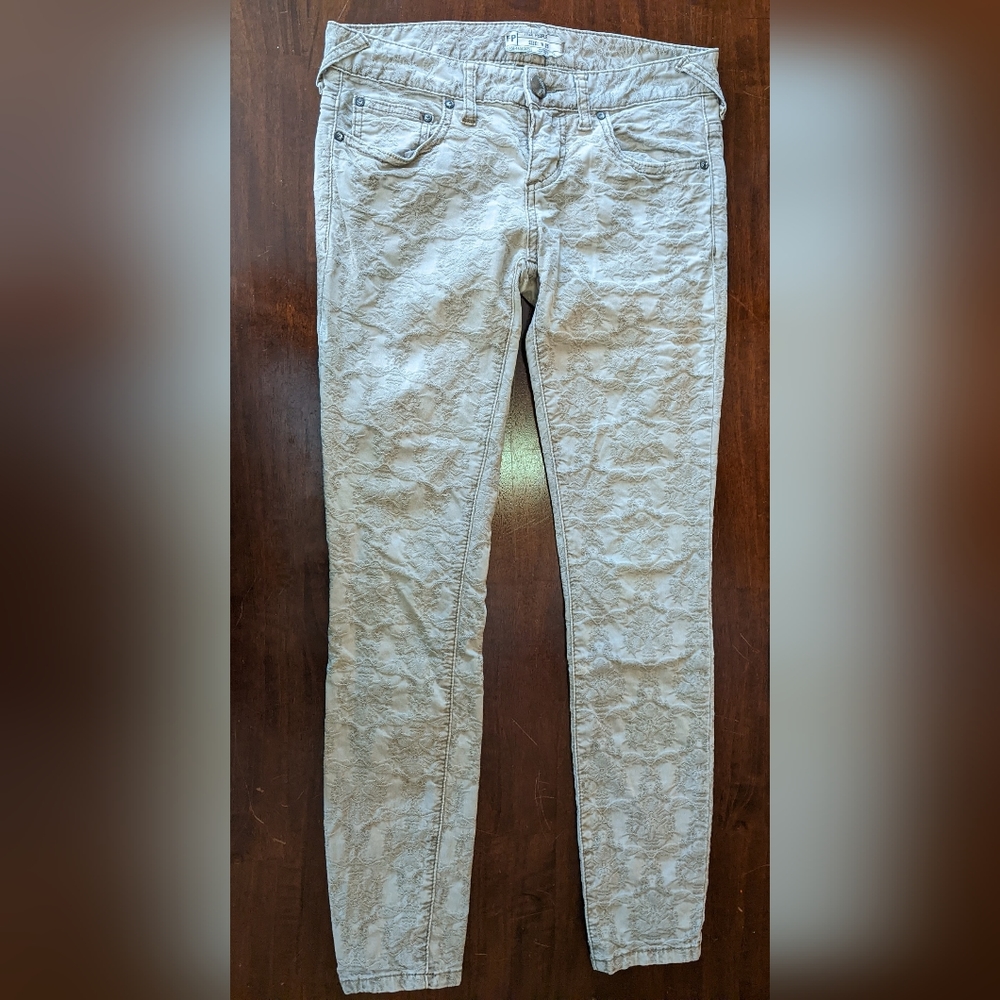 Free People Ankle Jeans With All Over Embossed Pattern